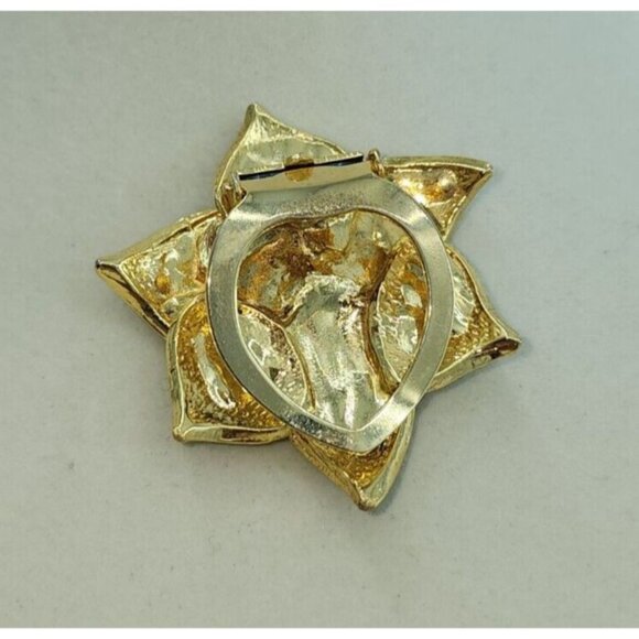 Vintage Blue/Green/Yellow Enamel Gold Tone Flower Dress Scarf Clip Rhinestones - Picture 2 of 4